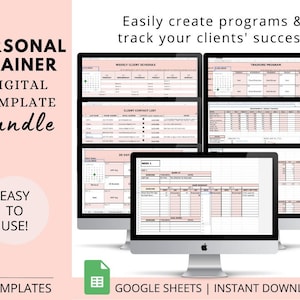 Personal Trainer Template Bundle,  Program Forms NASM / Measurement Forms / Food Journal / Google Sheets /  Fitness Instructor Programming