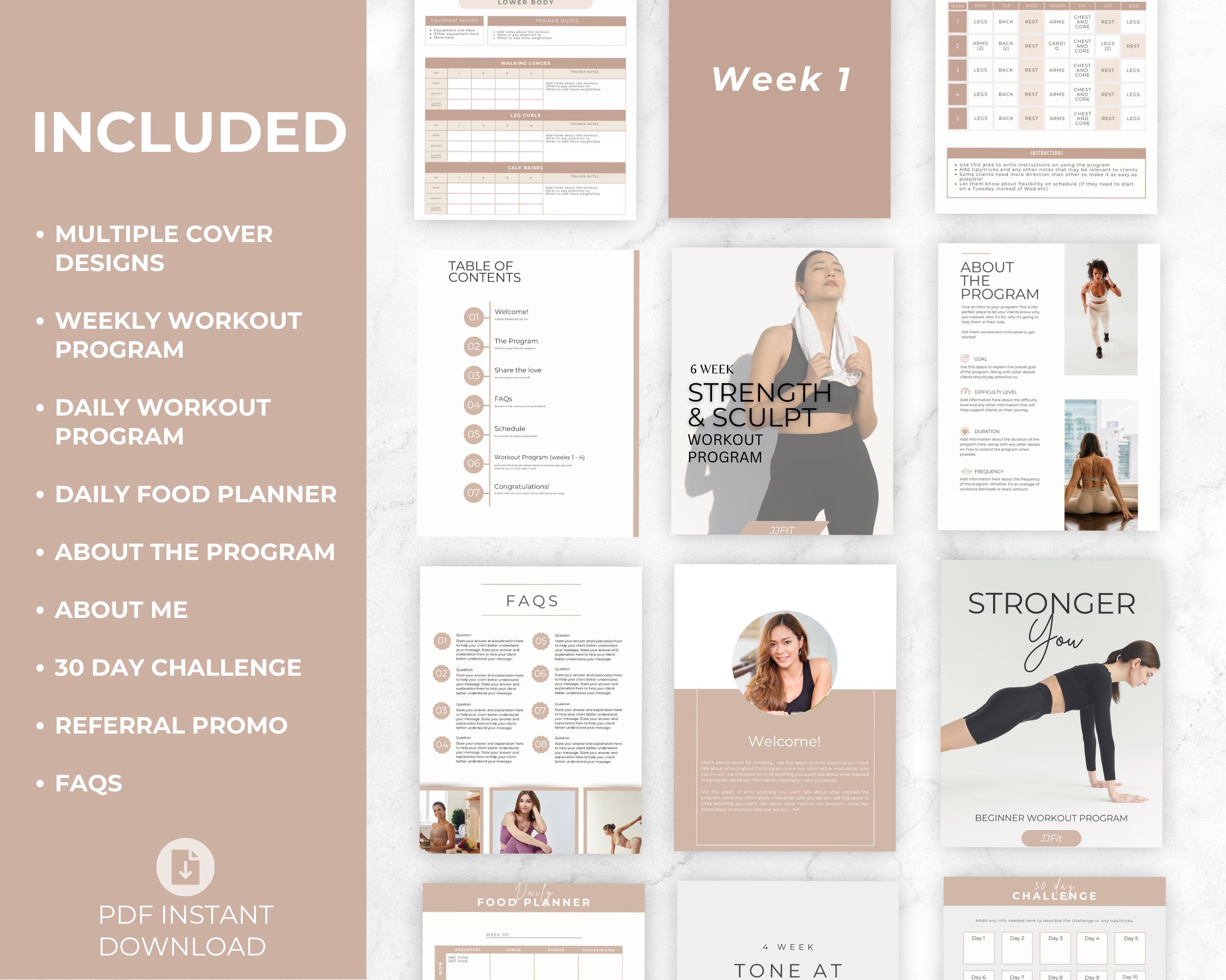 Personal Training Program Card Example Personal Trainer Program PDF Templates: Canva Workout Plan - Etsy