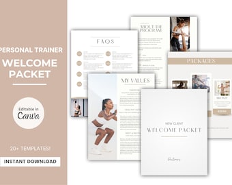 Modelo de pacote de boas-vindas para personal trainer: integração de clientes editável (carta dos EUA) (download digital)