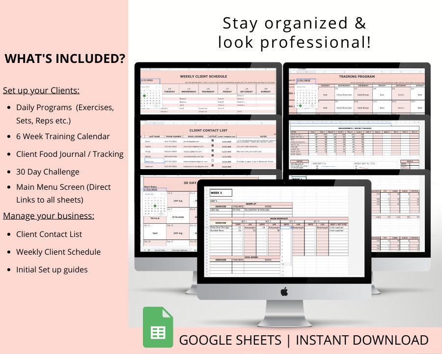 Personal Trainer Template Bundle: Program & Measurement Forms (google ...