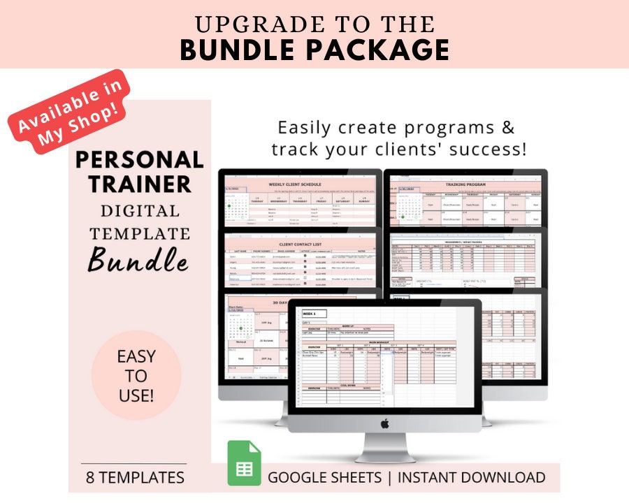 Personal Trainer Client Program Template / Electronic + PDF Version ...