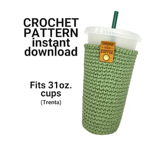 Patrón de funda para taza Trenta a crochet, apto para principiantes (descarga digital en PDF)
