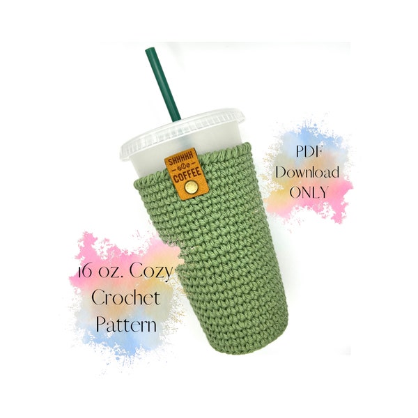 16oz. Grande Cup Cozy Crochet Pattern/digital download/PDF/easy to follow/beginner friendly/quick to make