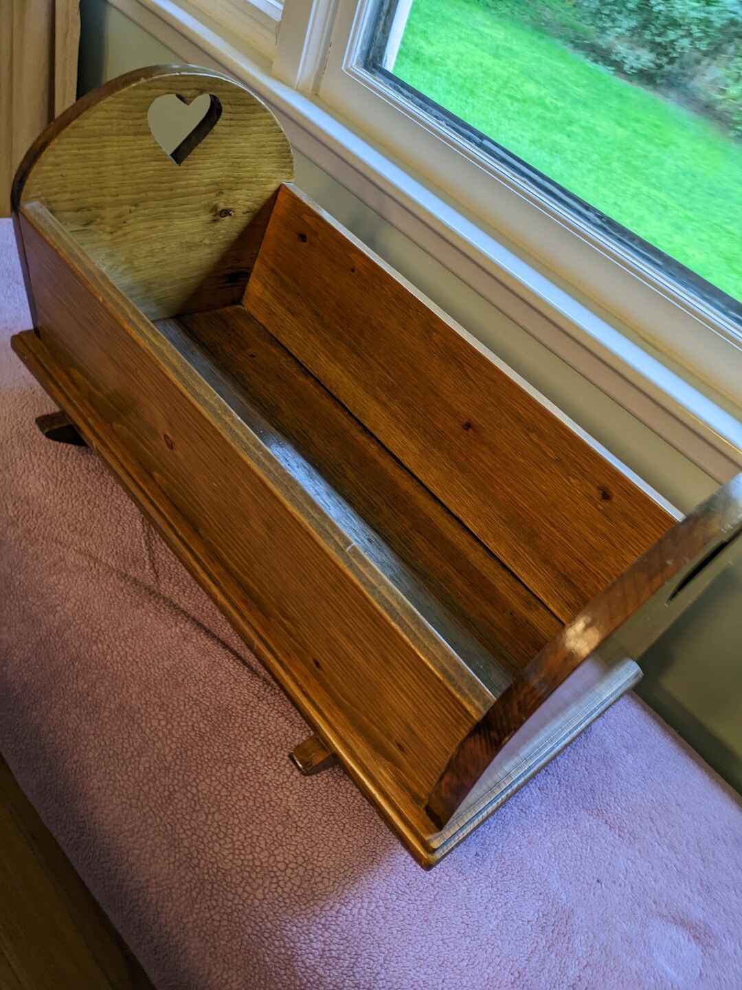 Solid Wooden Cradle Dark Stain Handmade 90s Vintage Etsy