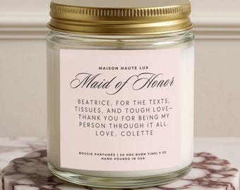 Bachelorette Wedding Party Gifts, Maid of Honor Proposal Candle, Bridesmaid Candle, Funny Maid of Honor Gift, Aesthetic Candle, 501b