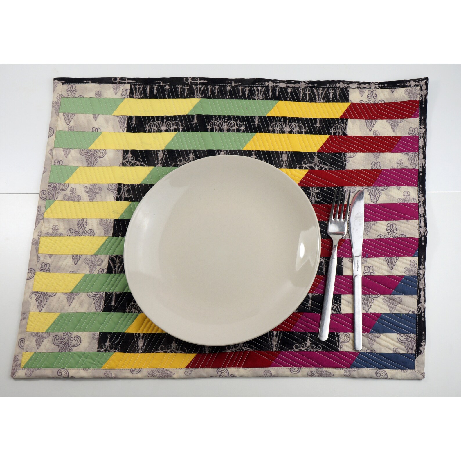 Set of 4 modern extra large patchwork placemats quilted Etsy