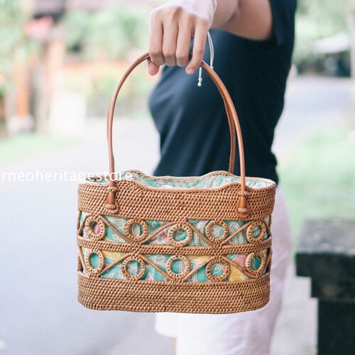 Shops Bali Premium Rattan Hand Bag With Pattern, ECO Bag, Woman Bag, Handbag, Bohemian Bag, Beach Beach, Summer, Autumn, Handmade, Handwoven