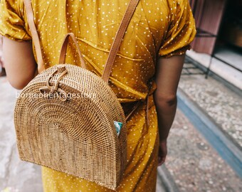 Mochila de ratán de Bali, bolso de Bali, bolso de ratán, bolso de paja, bolso tejido a mano, bolso de playa, bolso boho, boho, regalo para mamá