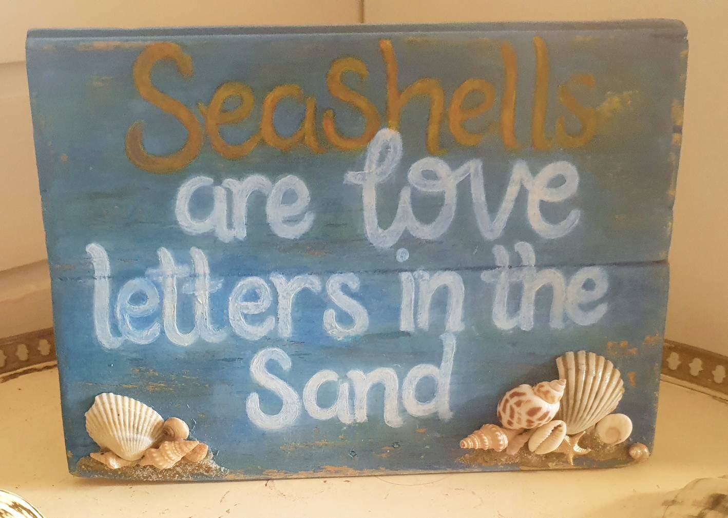 Handmade Seashell Sign-free-standing - Etsy