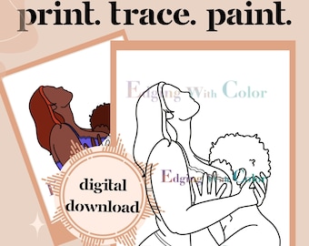 Mature DIY Sip and Paint, Paint Party, Stencil, Print and Trace, Coloring Page, Pre-Drawn, Outline, Png, JPG, PDF