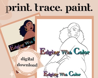 Mature DIY Sip and Paint, Paint Party, Stencil, Print and Trace, Coloring Page, Pre-Drawn, Outline, Png, JPG, PDF