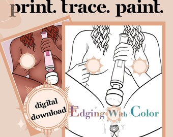 Mature DIY Sip and Paint, Paint Party, Stencil, Print and Trace, Coloring Page, Pre-Drawn, Outline, Png, JPG, PDF