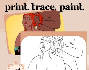 Mature DIY Sip and Paint, Paint Party, Stencil, Print and Trace, Coloring Page, Pre-Drawn, Outline, Png, JPG, PDF