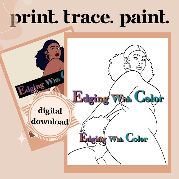 Mature DIY Sip and Paint, Paint Party, Stencil, Print and Trace, Coloring Page, Pre-Drawn, Outline, Png, JPG, PDF