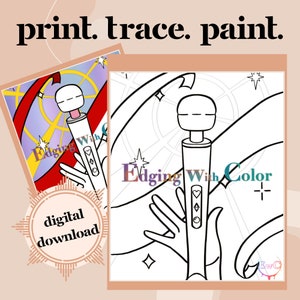 Mature DIY Sip and Paint, Paint Party, Stencil, Print and Trace, Coloring Page, Pre-Drawn, Outline, Png, JPG, PDF