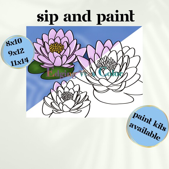 Sip and Paint/ Predrawn Canvas / Paint Kit / Adult Canvas Etsy India