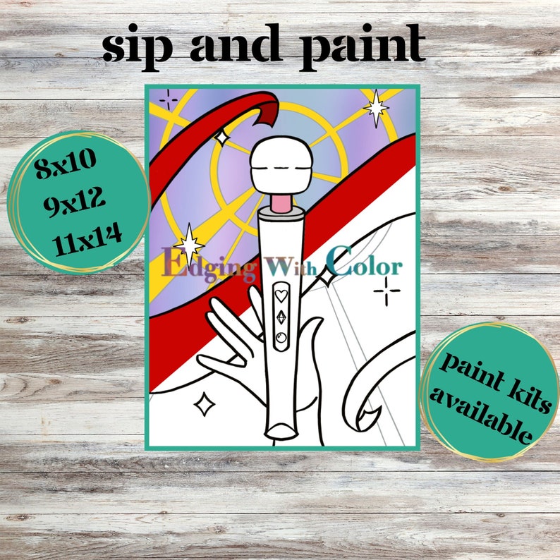 Mature Erotic Art/ Sip and Paint/ Predrawn Canvas / Kink Art Etsy