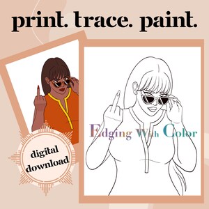 DIY Sip and Paint, Paint Party, Stencil, Print and Trace, Coloring Page, Pre-Drawn, Outline, PNG, JPG