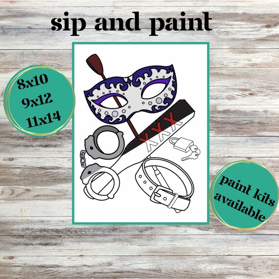 18 Erotic Art/ Sip and Paint/ Predrawn Canvas / Kink Art / Etsy Canada