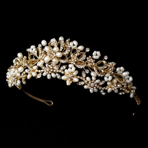 Vintage Freshwater Pearl Tiara Freshwater Pearl SERENA Wedding Tiara | EDEN LUXE Bridal main image 4