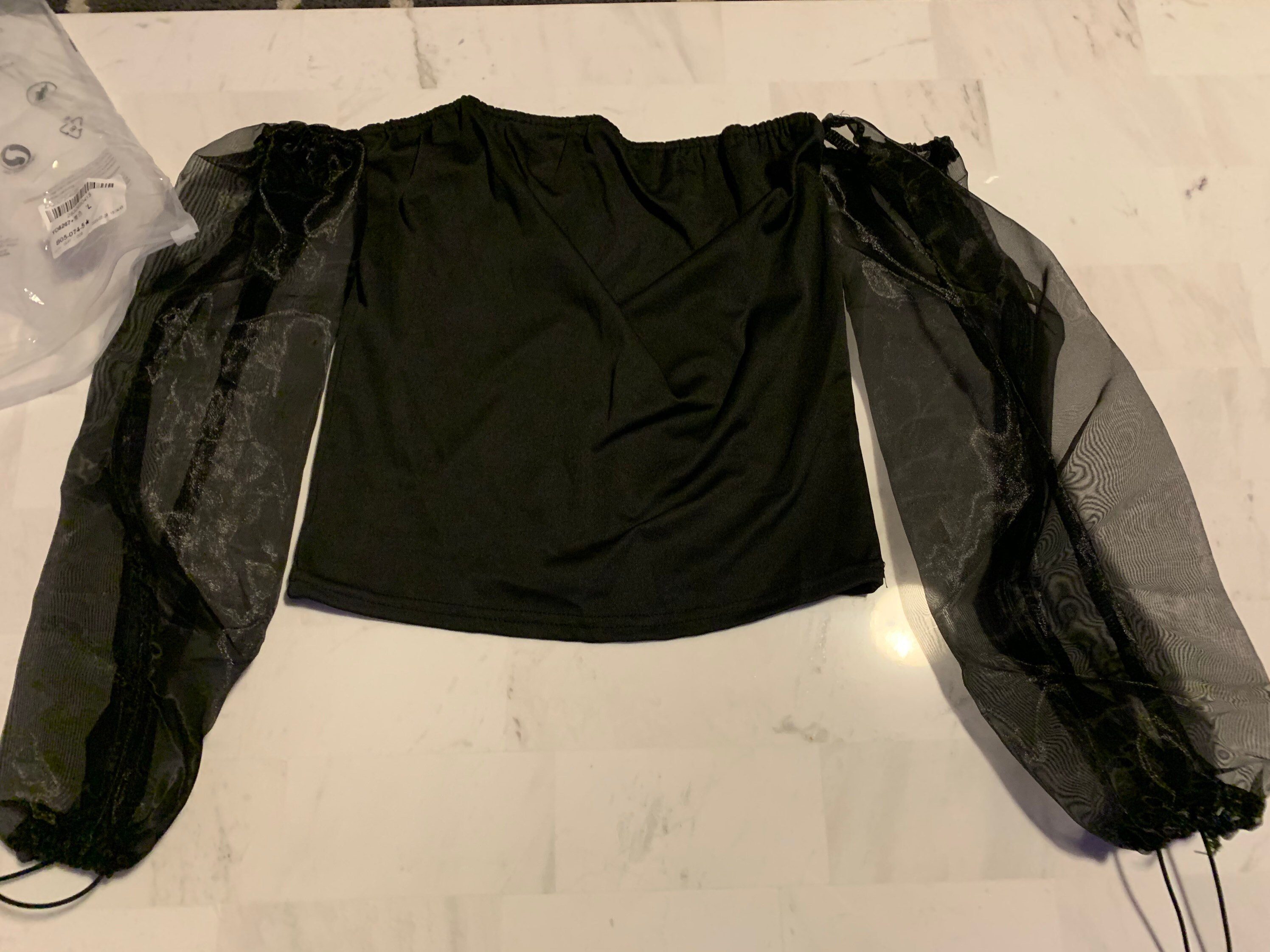 Black Halter top with black sheer arm sleeves Etsy