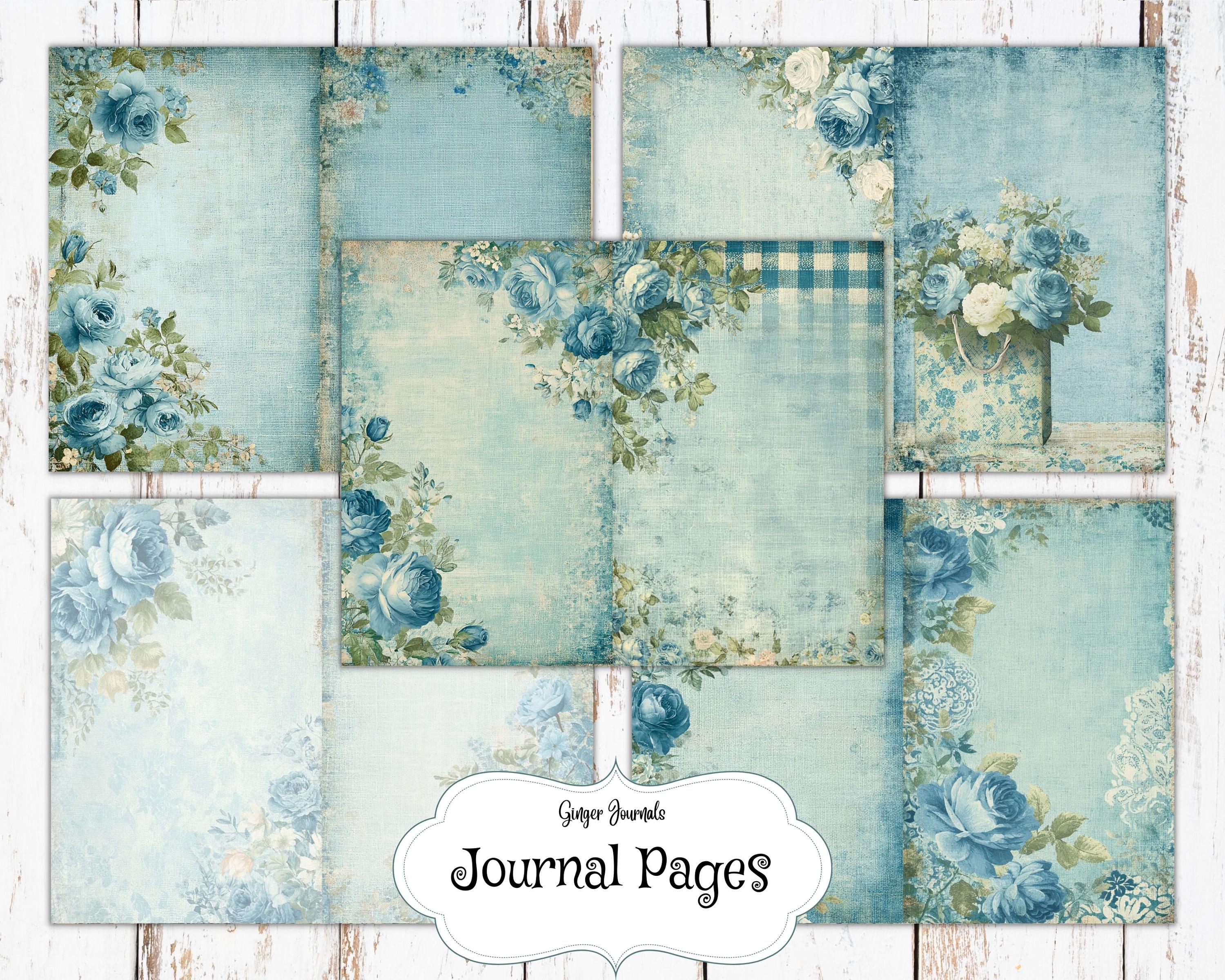 Shabby Floral Junk Journal Kit, Blue Floral, Junk Journal Printable ...