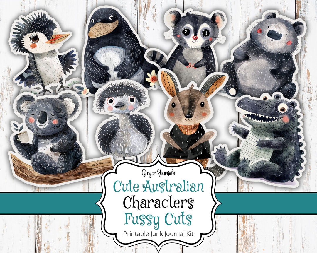 Cute Australian Characters Fussy Cuts, Australian Ephemera, Junk ...