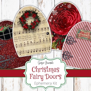 Efemere kerstdeur, kortstondige feeën, kortstondige feeën, afdrukbaar junk Journal, Fairy Junk Journal, Fairy Door, kerstdagboek, FY, CM