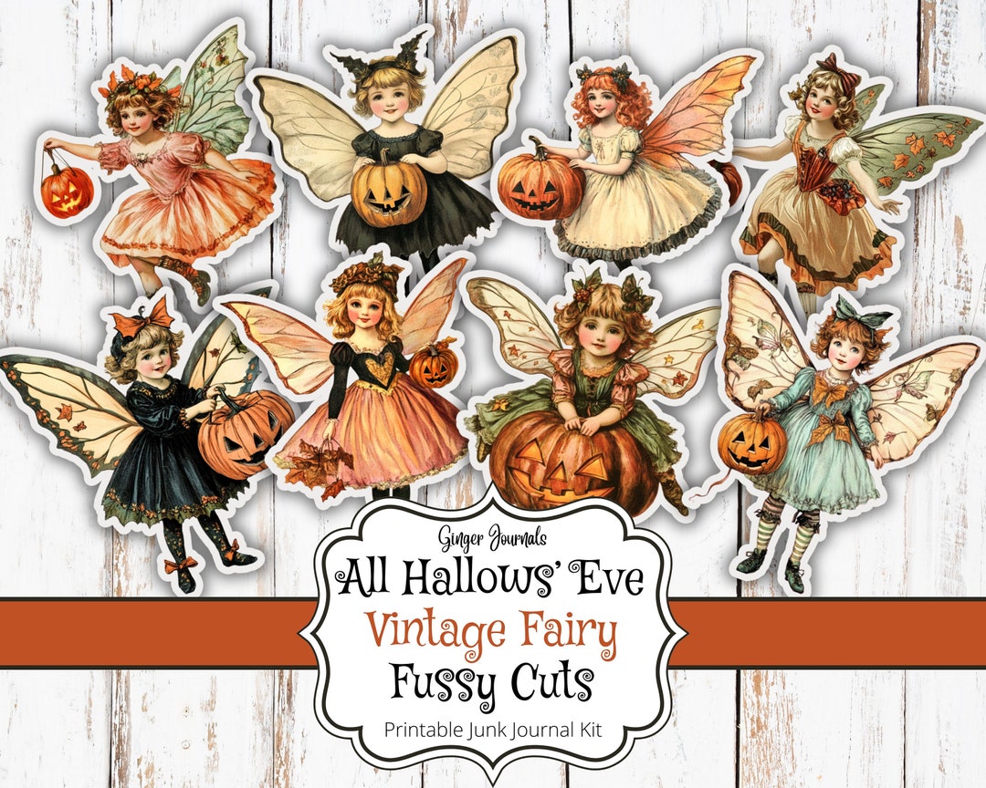 All Hallows' Eve Vintage Fairy Fussy Cuts, Vintage Fairy Ephemera