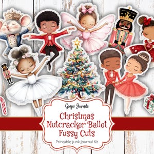 Balé quebra-nozes de Natal Fussy Cuts, Kit de diário de lixo, Diário de lixo para impressão, Etiquetas de Natal, Diário de Natal, Diários de gengibre, CM