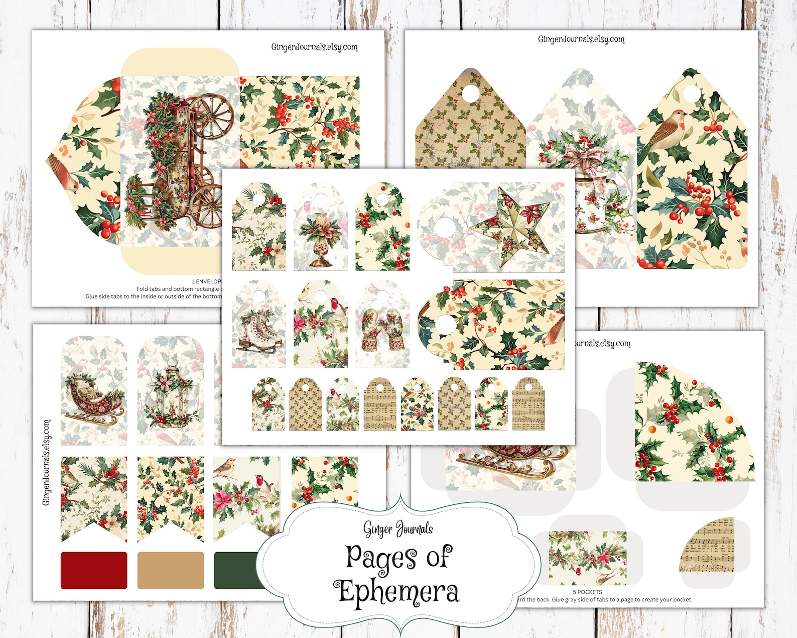 Antique Christmas Junk Journal Kit, Junk Journal Printable, Christmas ...