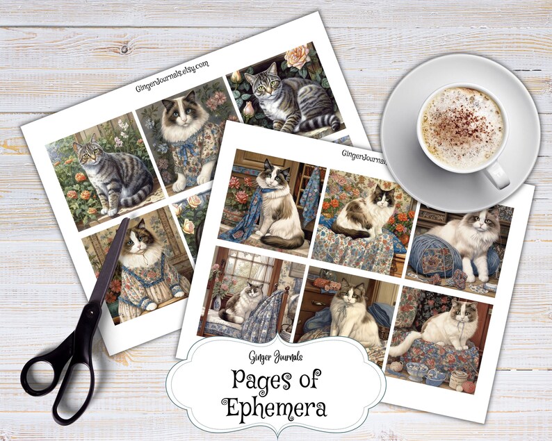 Cat Ephemera, Kitty Ephemera, Cat Add Ons, Junk Journal Printable ...