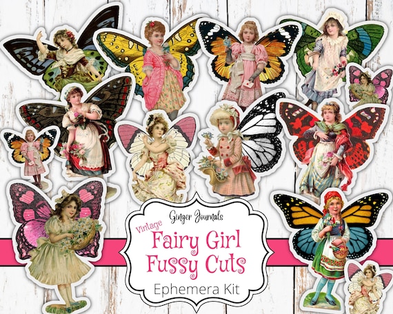 Fairy Fussy Cuts, Vintage Fairy Ephemera, Fairies Scrapbook, Junk Journal Printable, Fairy Junk Journal, Faerie Scrapbook, Fairy Cutout, FY