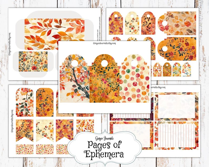 Autumn Watercolor Ephemera Pack, Junk Journal Kit, Fall Journal Kit ...
