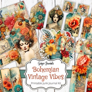 Kit de journal indésirable Boho de 27 pages, journal indésirable tzigane, bohème éphémère, journal indésirable imprimable, kit de journal, éphémère tsigane, WT