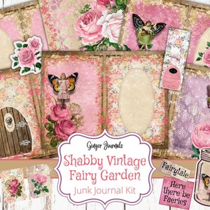 Fairy Junk Journal Kit, Shabby Vintage Fairy Garden, Journal Printable, Junk Journal Kit, Scrapbook, Fairy Journal, Fairies, Fairy Paper, FY
