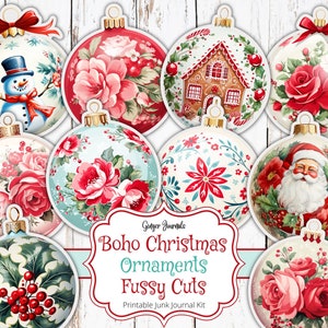 Weihnachten Ornament Fussy Cuts, Weihnachten Junk Journal Kit, Junk Journal Printable, Weihnachten Tags, Ornamente, Weihnachten Ephemera, Boho, CM