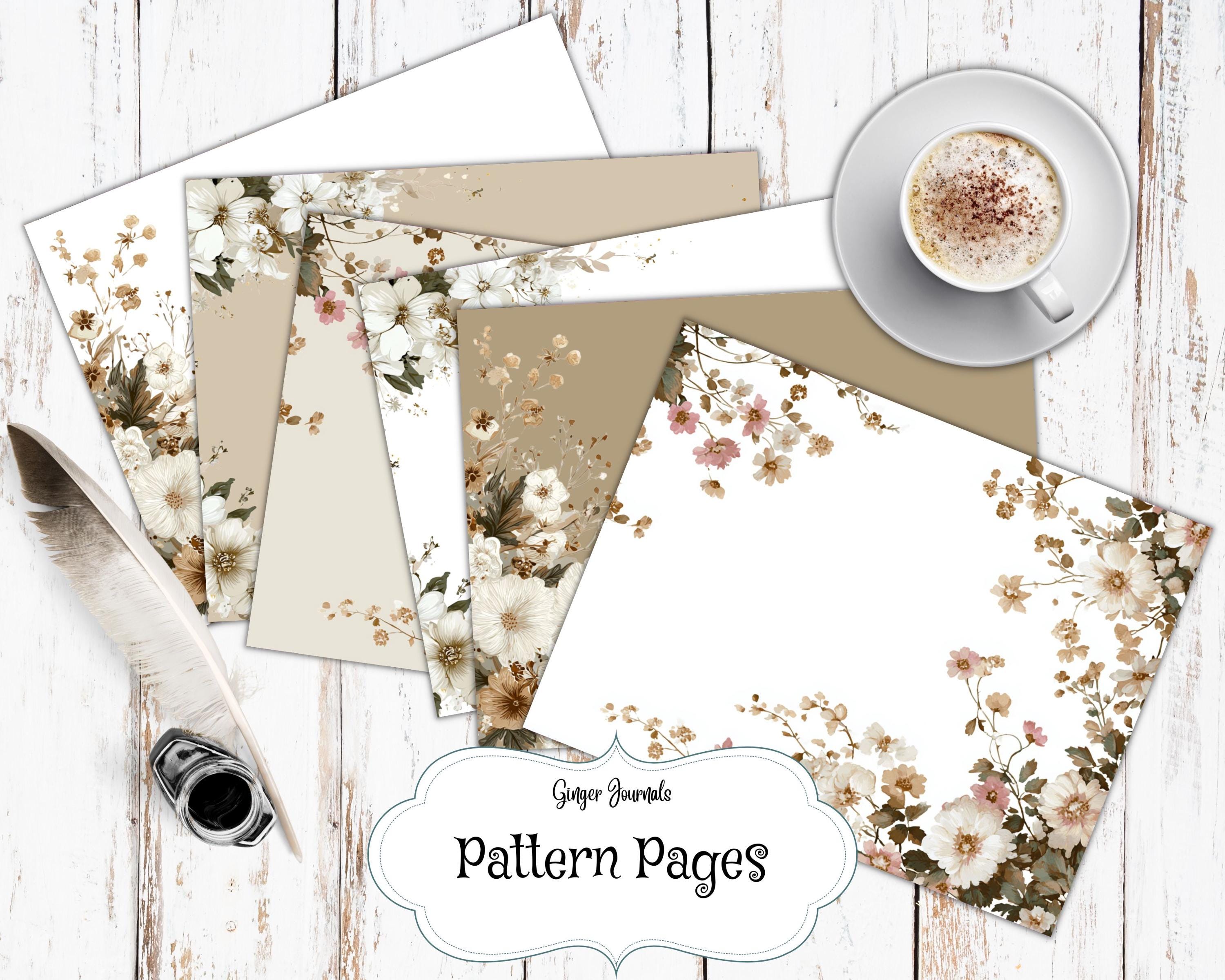New Baby Junk Journal Pattern Pages, Ivory and Beige Baby Journal, Junk ...