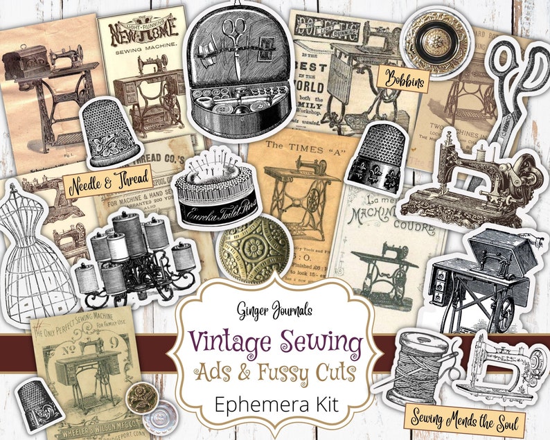 Vintage Sewing Ephemera Pages Digital File Vintage Scraps Etsy