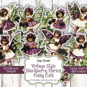 Blackberry Vintage Style Fairy Fussy Cuts, Junk Journal Kit, Junk Journal Printable, Fairies Junk Journal, Ginger Journals, BBJK, FY