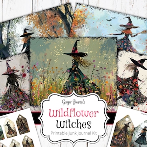 Wildflower Witches Junk Journal Kit, Witch, Junk Journal Printable, Journal Kit, Halloween Junk Journal, Halloween Scrapbook, HW, WT