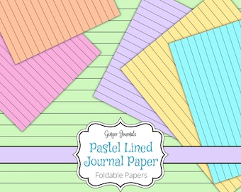 Pastel Lined Journal Paper, Junk Journal Printable, Double Journal Pages, Scrapbook Paper, Lined Pages, 11x8.5 Lined Paper, Colorful Paper