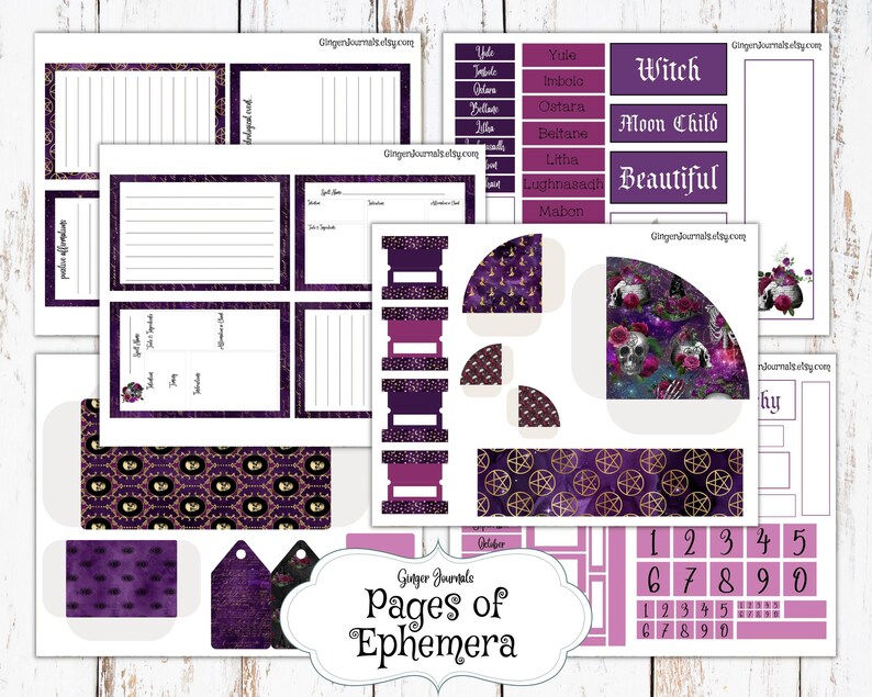 Purple Witch Junk Journal Kit, Witch Planner Pages, Junk Journal ...