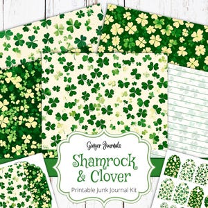 Kit de journal indésirable trèfle et trèfle, kit de journal indésirable de la Saint-Patrick, Journal indésirable imprimable, étiquettes irlandaises, Journal indésirable irlandais, SP
