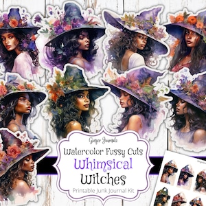Witch Fussy Cuts, Junk Journal Printable, Junk Journal Kit, Grimoire Journal, Goth, Witch Ephemera, Whimsical Witch, Ephemera Kit, WT
