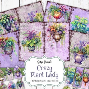 Crazy Plant Lady Junk Journal Kit, Pflanzen Journal, Garten Ephemera, Pflanzen Ephemera, Junk Journal Printable, Ginger Journals