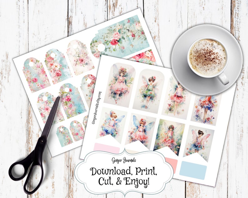 Whimsical Watercolor Fairies Junk Journal Kit, Fairies Ephemera, Junk Journal Printable, Fairy Paper, Fairy Junk Journal, Faerie, FY image 9