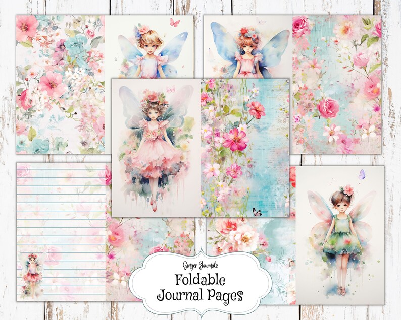 Whimsical Watercolor Fairies Junk Journal Kit, Fairies Ephemera, Junk Journal Printable, Fairy Paper, Fairy Junk Journal, Faerie, FY image 6