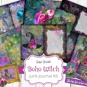 Boho Witch Junk Journal Kit, Junk Journal Printable, Journal Kit, Witchy, Book of Shadows Journal, Witch Journal, Grimoire Pages, WT