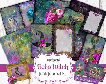 Boho Witch Junk Journal Kit, Junk Journal Printable, Journal Kit, Witchy, Book of Shadows Journal, Witch Journal, Grimoire Pages, WT